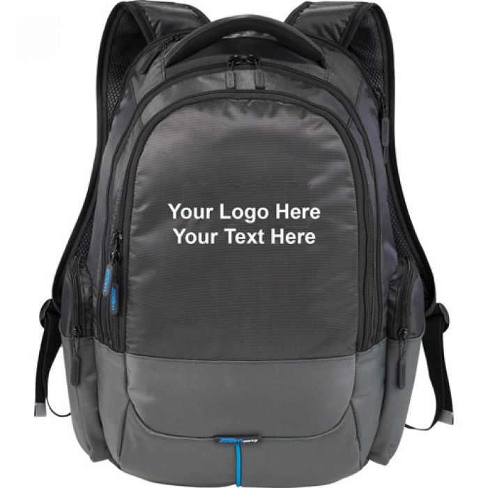 Promotional Logo Zoom Power2Go Checkpoint-Friendly Compu-Backpacks