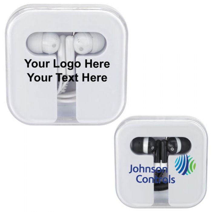 Custom Imprinted Polystyrene Earbuds with Carry Case