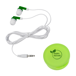Earbuds In Round Plastic Cases