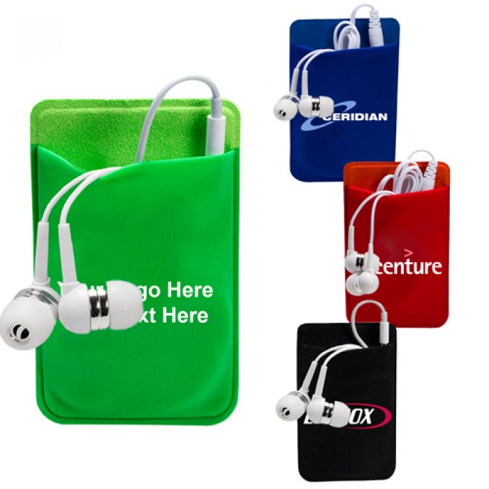 Custom Printed Mobile Device Pocket & Earbuds Set