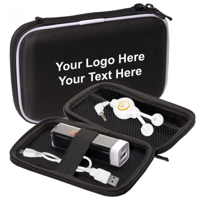 Custom Printed Tough Tech Econo Battery Set and Retractable Earbuds Sets