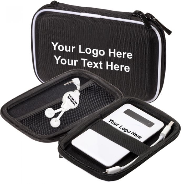 Custom Tough Tech Emergency Battery and Retractable Earbuds Set