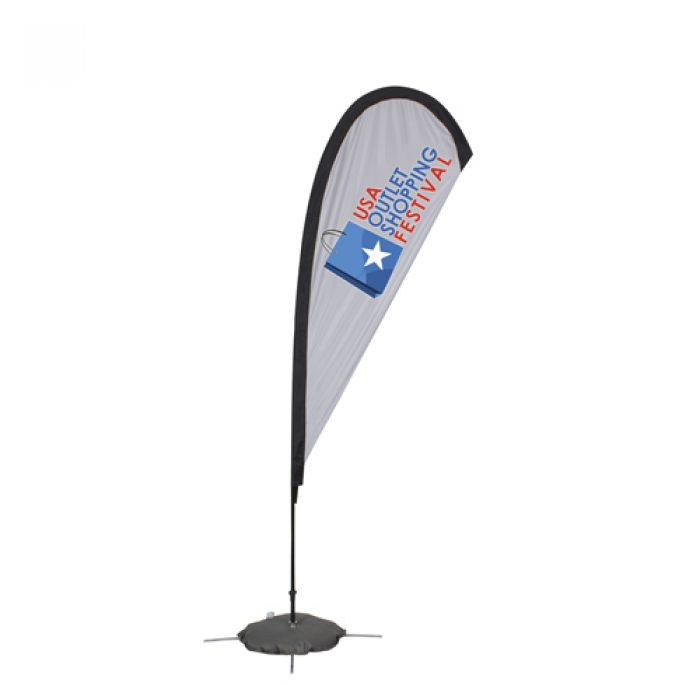 8' Printed Single Sided Tear Drop Sail Sign Banner Kit  with Scissor Base