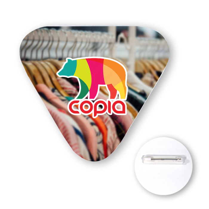 10 to 10.9 Sq In Custom Shaped Full Color Plastic Button Badges