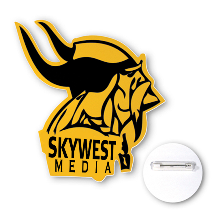 13 to 13.9 Sq In Custom Shaped Full Color Plastic Button Badges