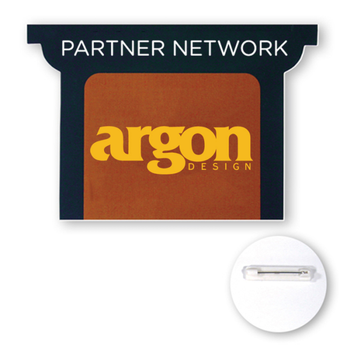 14 to 14.9 Sq In Custom Shaped Full Color Plastic Button Badges