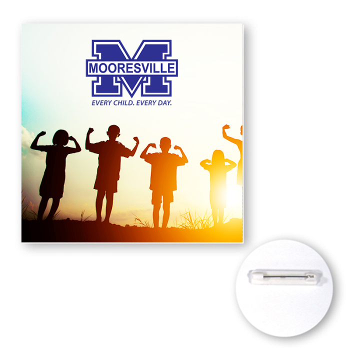 16 to 16.9 Sq In Custom Shaped Full Color Plastic Button Badges