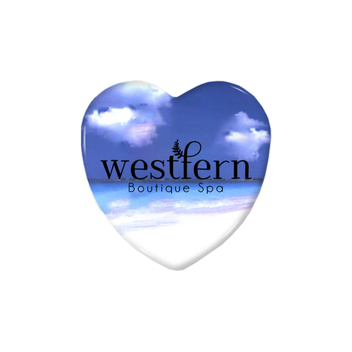 2 1/4 Inch Personalized Heart Shape Full Color Buttons with Safety Pins