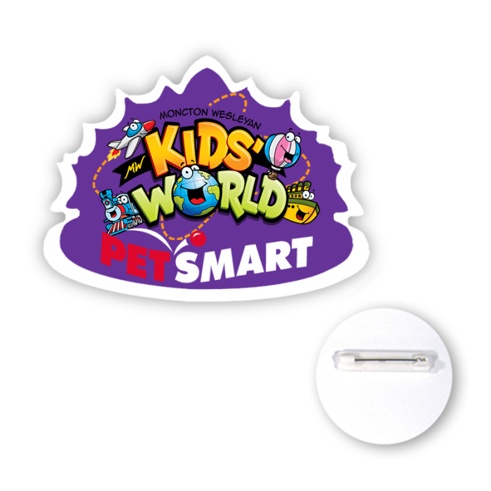 5 to 5.9 Sq In Custom Shaped Full Color Chipboard Buttons