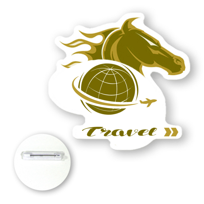 7 to 7.9 Sq In Custom Shaped Full Color Plastic Button Badges