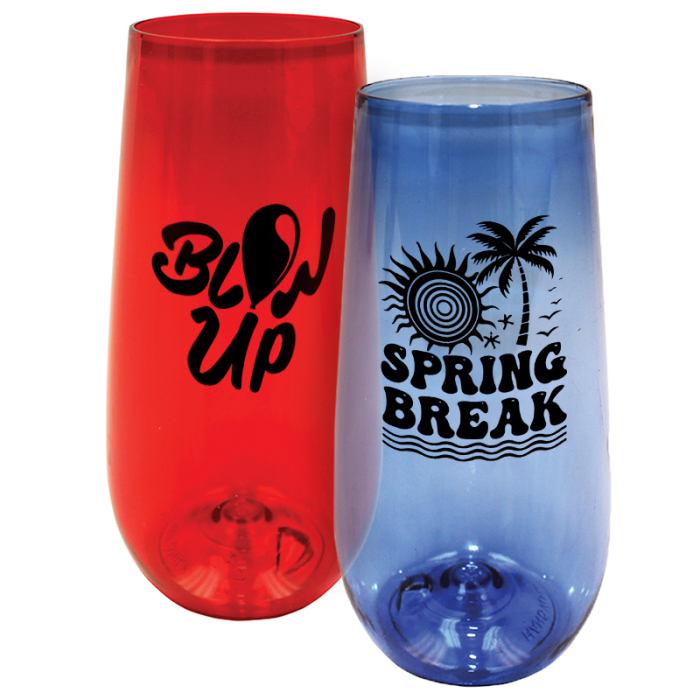 10 Oz Custom Printed Plastic Stemless Champagne Flutes