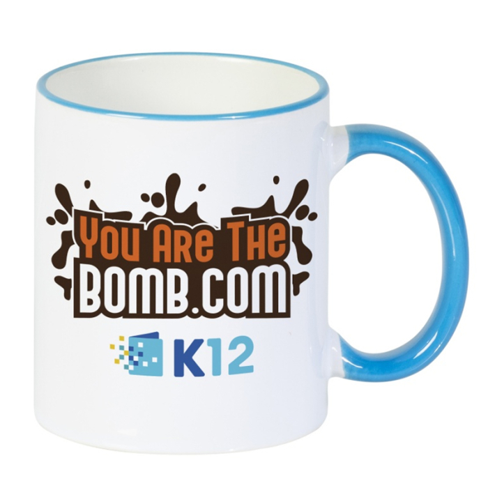 11 Oz Custom Printed Full Color Mugs with Colored Accents