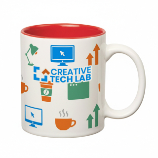 11 Oz Full Color Hughes Stoneware Mugs with C-Handle