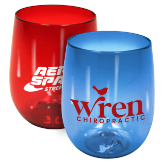 12 Oz Plastic Stemless Wine Glasses