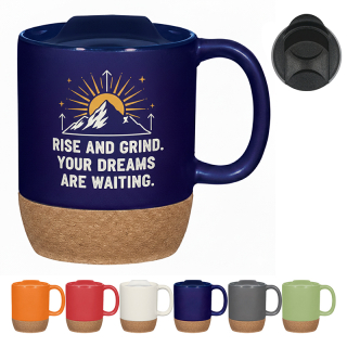 14 Oz Full Color Cork Base Ceramic Mugs
