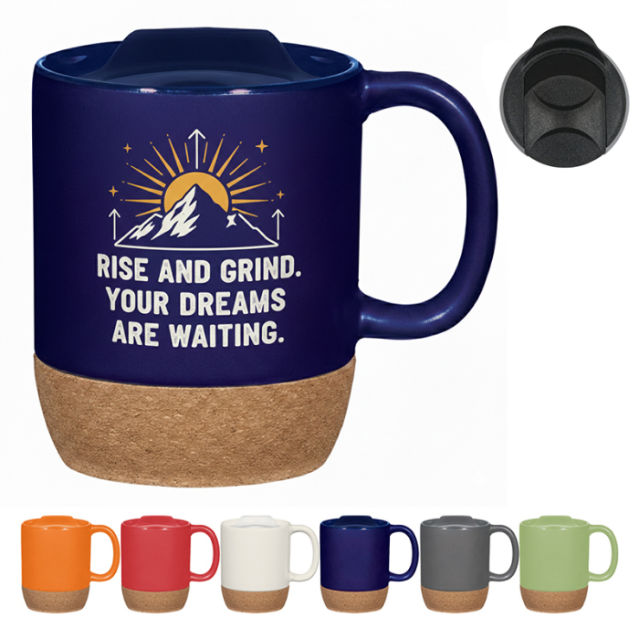 14 Oz Personalized Full Color Cork Base Ceramic Mugs