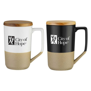 15 Oz Ceramic Mugs with Wood Lid