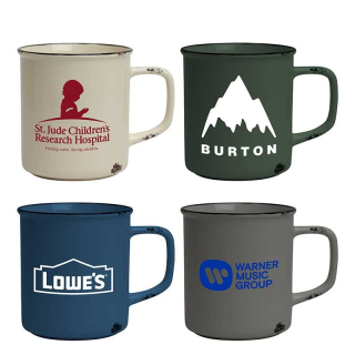 17 Oz Distressed Stoneware Camp Mugs
