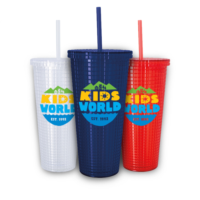 23 Oz Custom Square-Pattern Double-Wall Tumblers