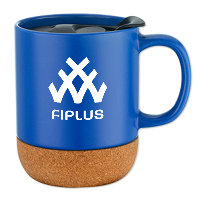 Custom 12 Oz Cork Base Ceramic Mugs with Lid