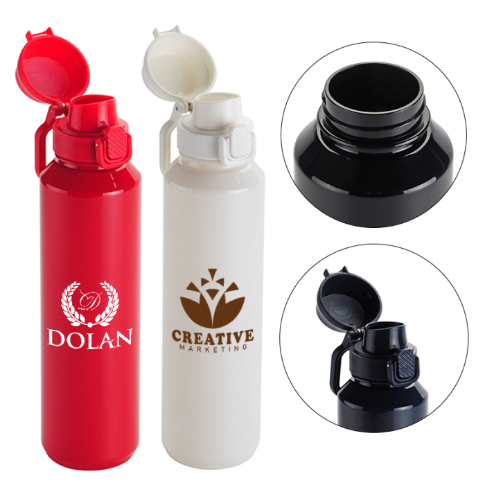 Custom 27 Oz Switchback RPET Bottles with Snap-Top Lids and Carabiners