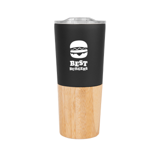 Customized 16 Oz Marlow Stainless Steel Tumblers with Bamboo Base