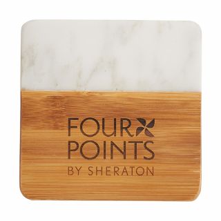 Marble and Bamboo Coaster Sets