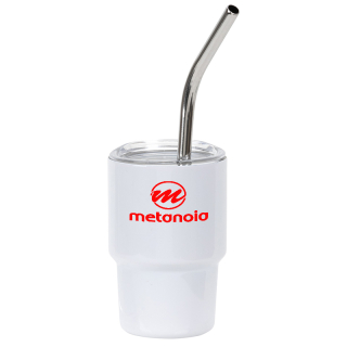 Imprinted Mini Belmont 3 Oz DoubleWall Stainless Steel Tumblers with Straws