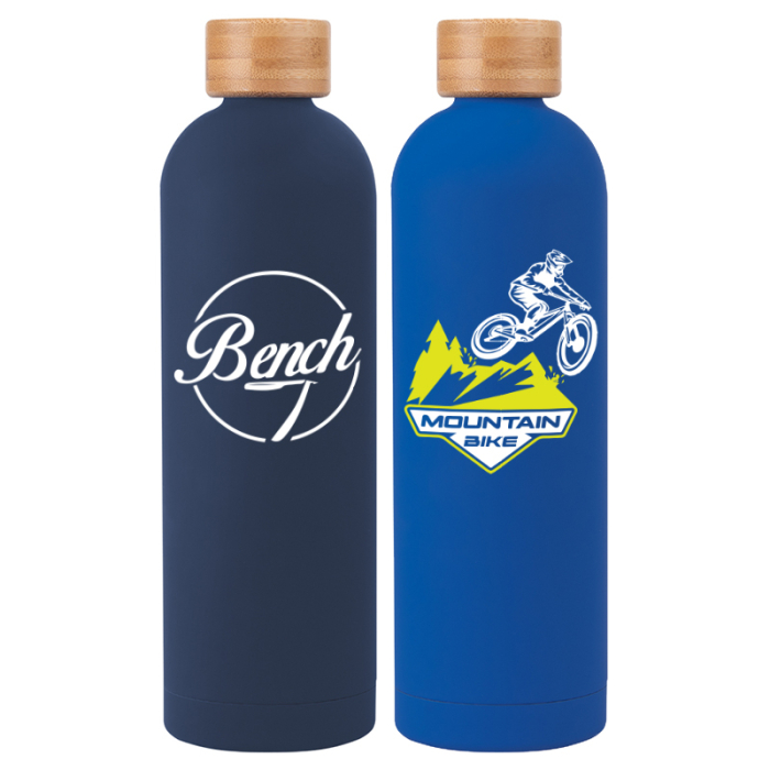 Personalized 32 Oz Viviane Stainless Steel Bottles with Bamboo Lid