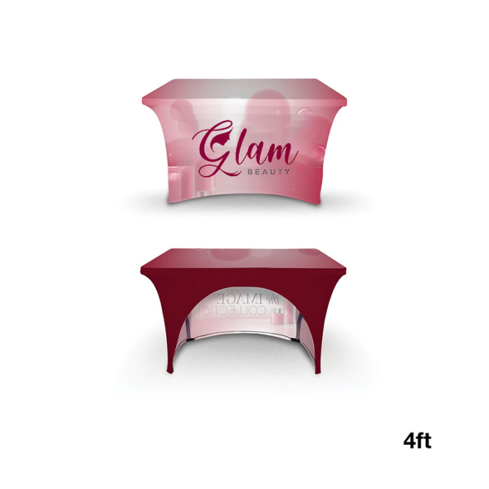 Custom Printed Display Splash 4 ft Stretch Open Back Table Covers