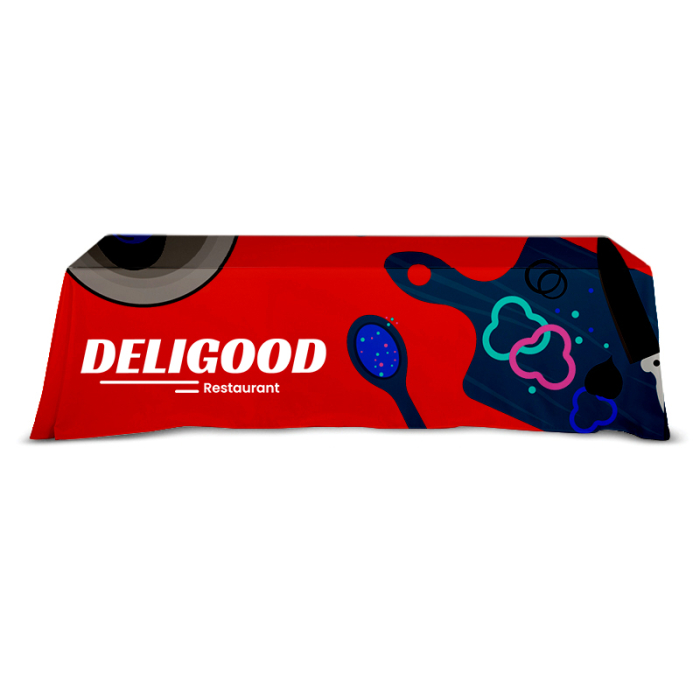 Custom Printed Display Splash 6 ft Open Back Table Throws