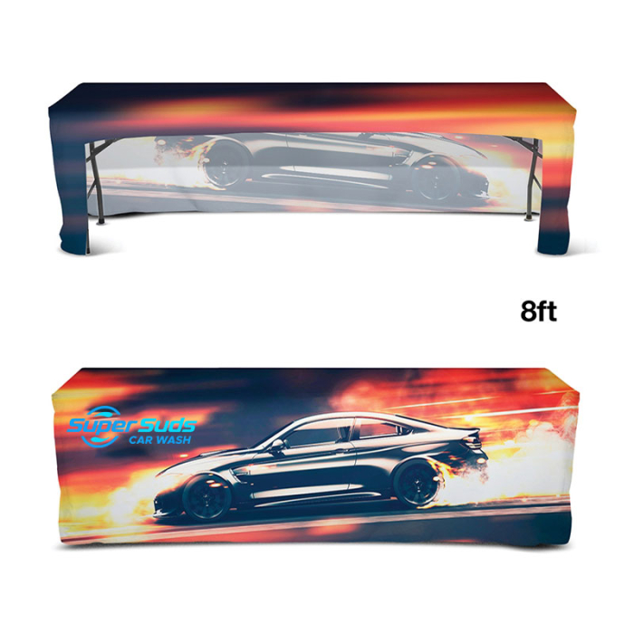 Custom Printed Display Splash 8 ft Fitted Open Back Table Covers
