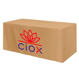 Fitted Poly/Cotton 3-Sided Table Cover - Fits 6' Standard Table