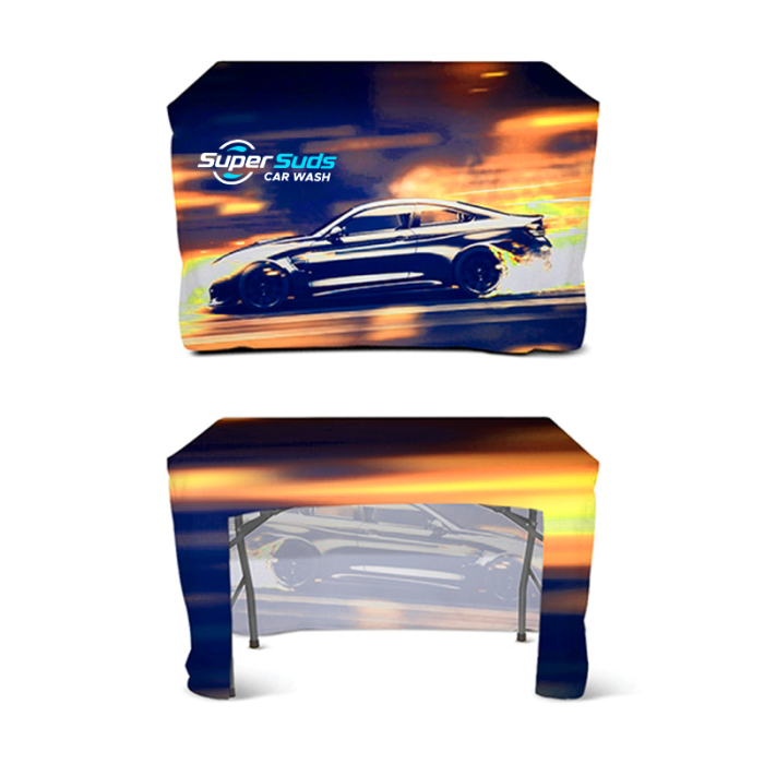 Customized Display Splash 4 ft Fitted Open Back Table Covers