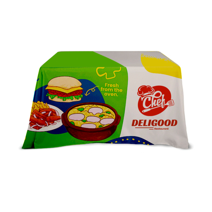 Imprinted Display Splash 4 ft Open Back Table Throws