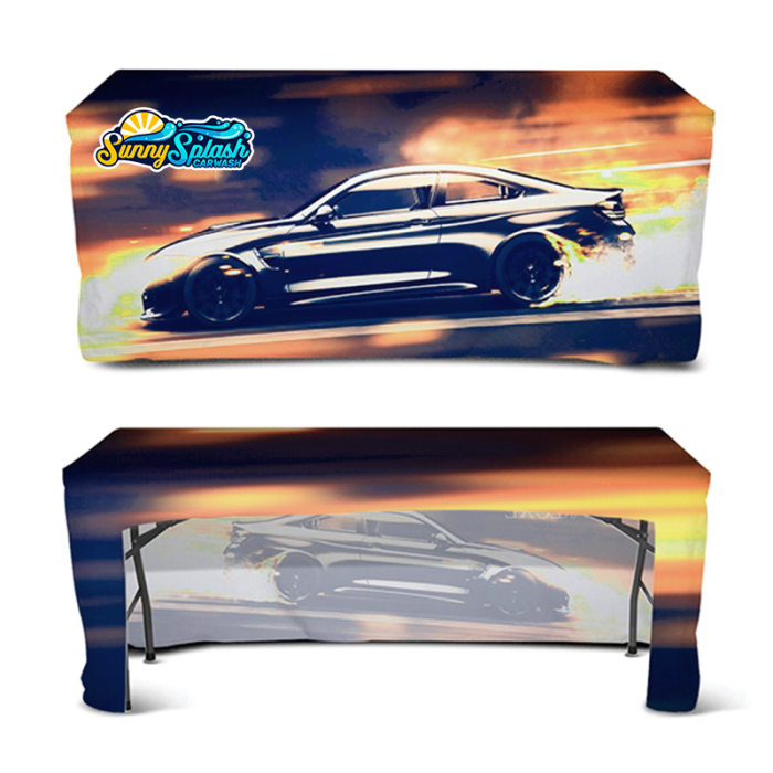 Imprinted Display Splash 6 ft Fitted Open Back Table Covers