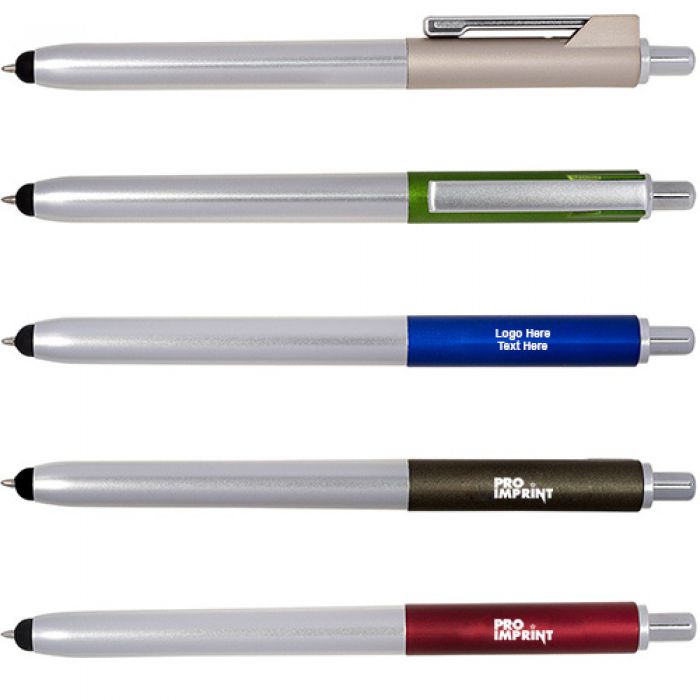 Custom Printed Ambient Metallic Click Duo Stylus Pens