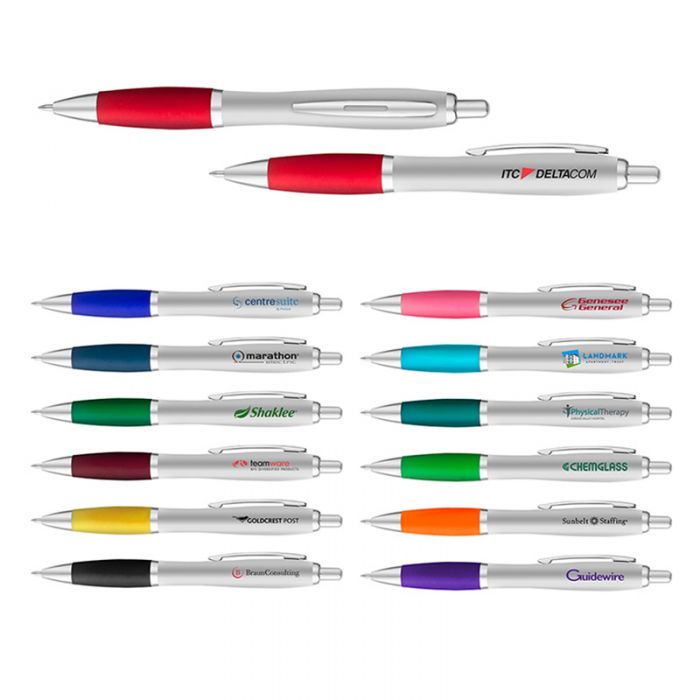 Personalized Curvaceous Silver Matte Gel Pens