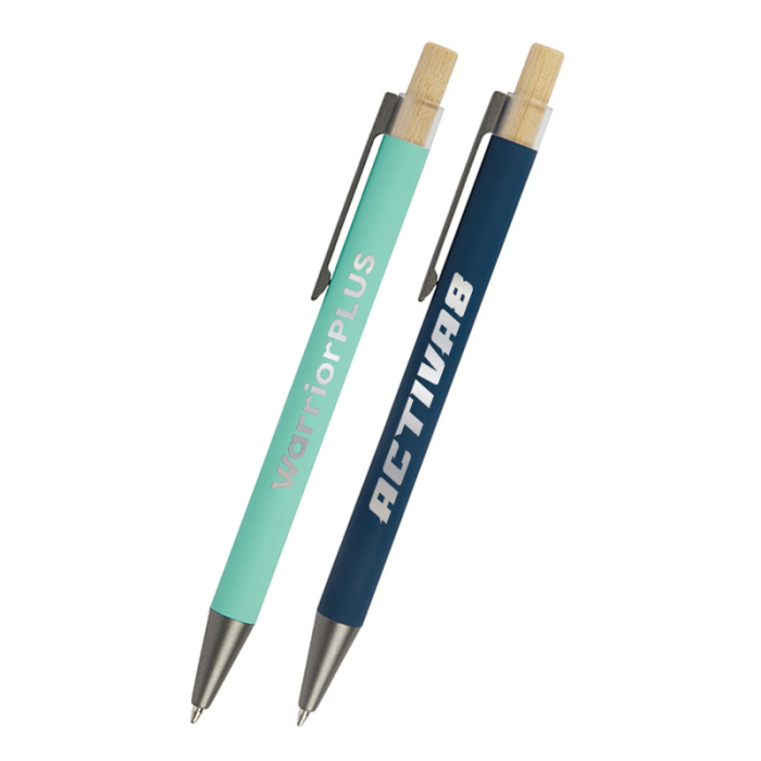 Custom Arundi Recycled Aluminum Pens with Bamboo Plungers