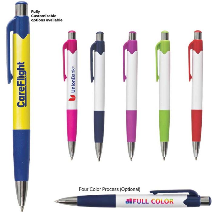 Custom Carnival Gripper Pens with Colored Accents