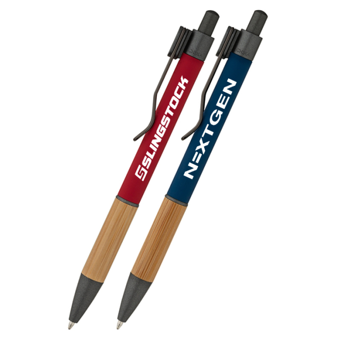 Custom Printed Manoa Ballpoint Pens with Bamboo Grip
