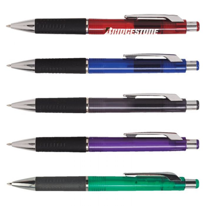 Custom Quasar Translucent Pens with Black Gripper