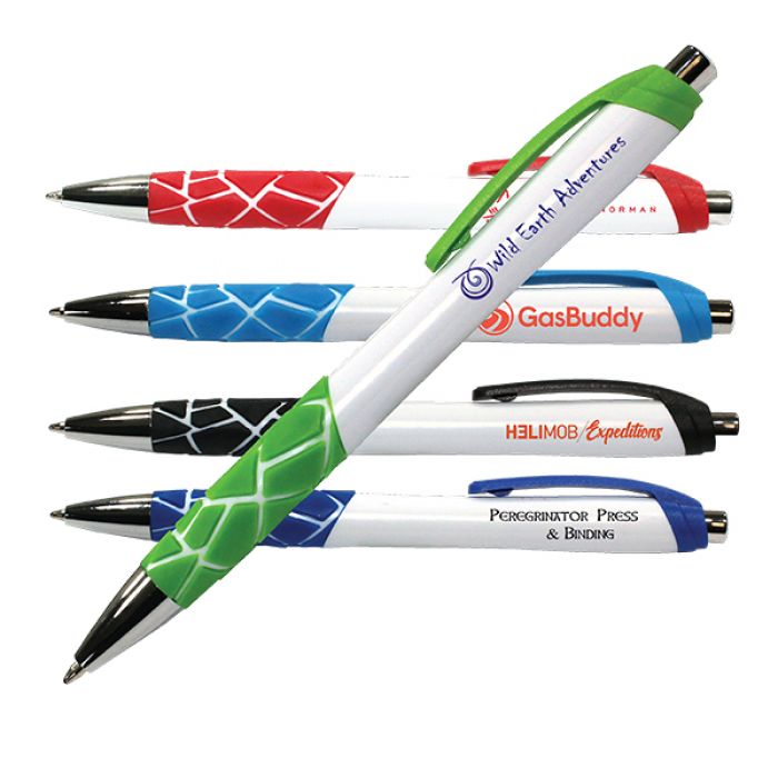 Custom White Geo Grip Pens