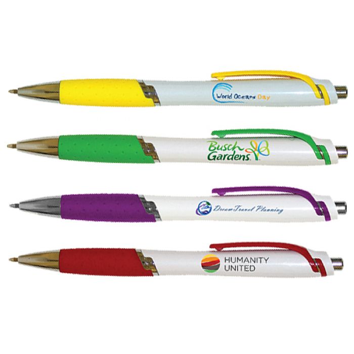 Customized Full Color White Aura Grip Pens