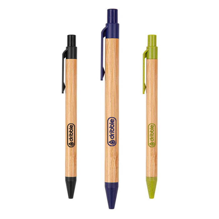 Imprinted Albury Bamboo Wheat Straw Click-Action Ballpoint Pens