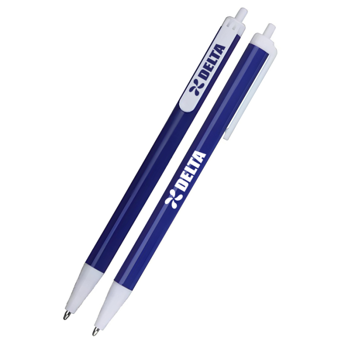 Imprinted Click-Action Ballpoint Pens with White Clip