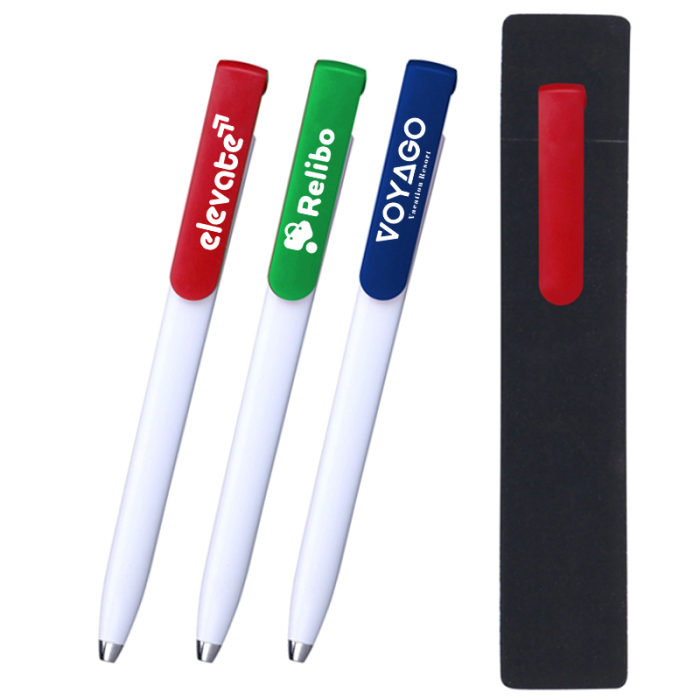 Personalized Click Action Ballpoint Pens with PE Pouch