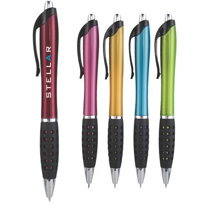 Promotional Luminesque Pearlescent Pens with Black Gripper and Accents