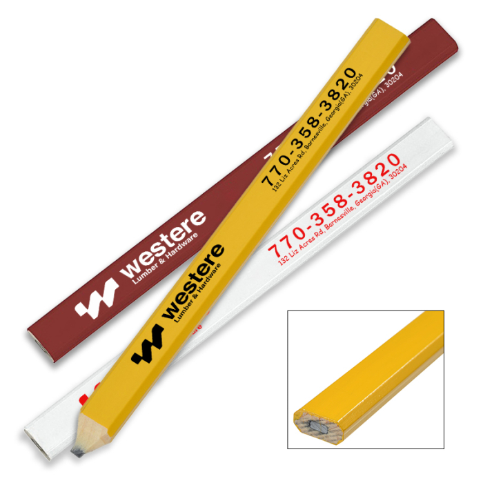 Customized Hard Lead Enamel Finish Carpenter Pencils