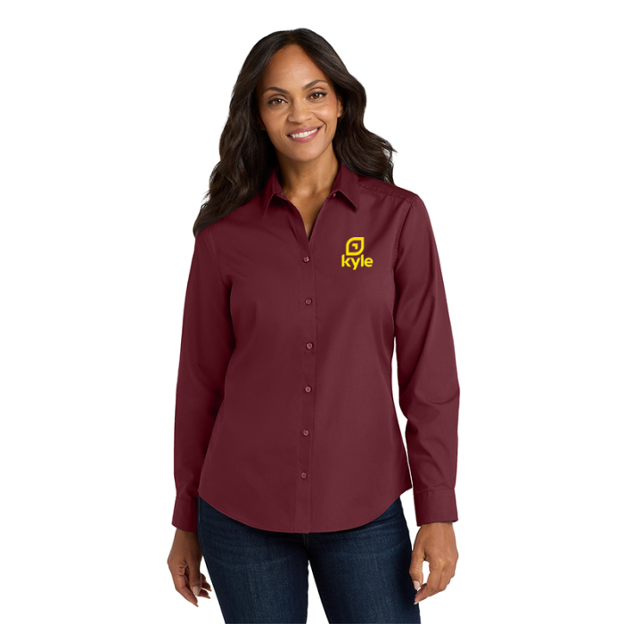 Custom Printed Port Authority® Women's Long Sleeve Carefree Poplin Shirts